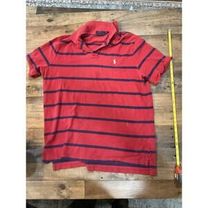 Polo Ralph Lauren Men’s XL Red Navy Stripe Classic Fit Short Sleeve Polo Shirt